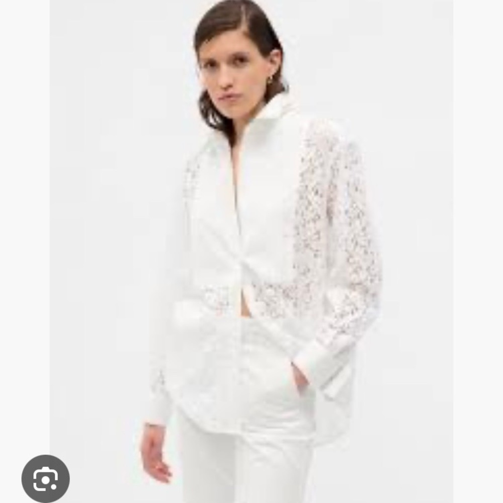 Gap White Lace Button Down